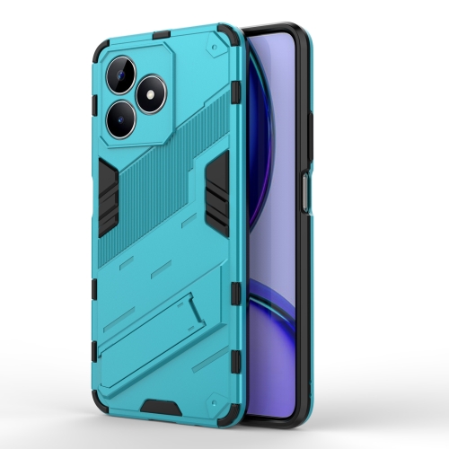 For Realme C53 4G Punk Armor 2 in 1 PC + TPU Phone Case with Holder(Blue)