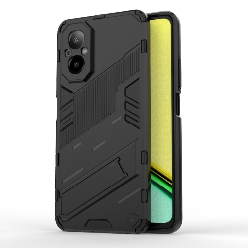 

For Realme C67 4G Global Punk Armor 2 in 1 PC + TPU Phone Case with Holder(Black)