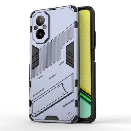 

For Realme C67 4G Global Punk Armor 2 in 1 PC + TPU Phone Case with Holder(Grey)
