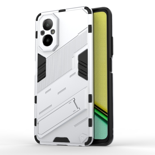 

For Realme C67 4G Global Punk Armor 2 in 1 PC + TPU Phone Case with Holder(White)