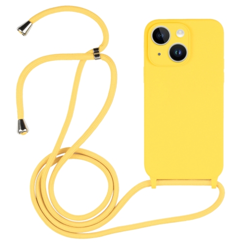 

For iPhone 15 Crossbody Lanyard Liquid Silicone Case(Yellow)