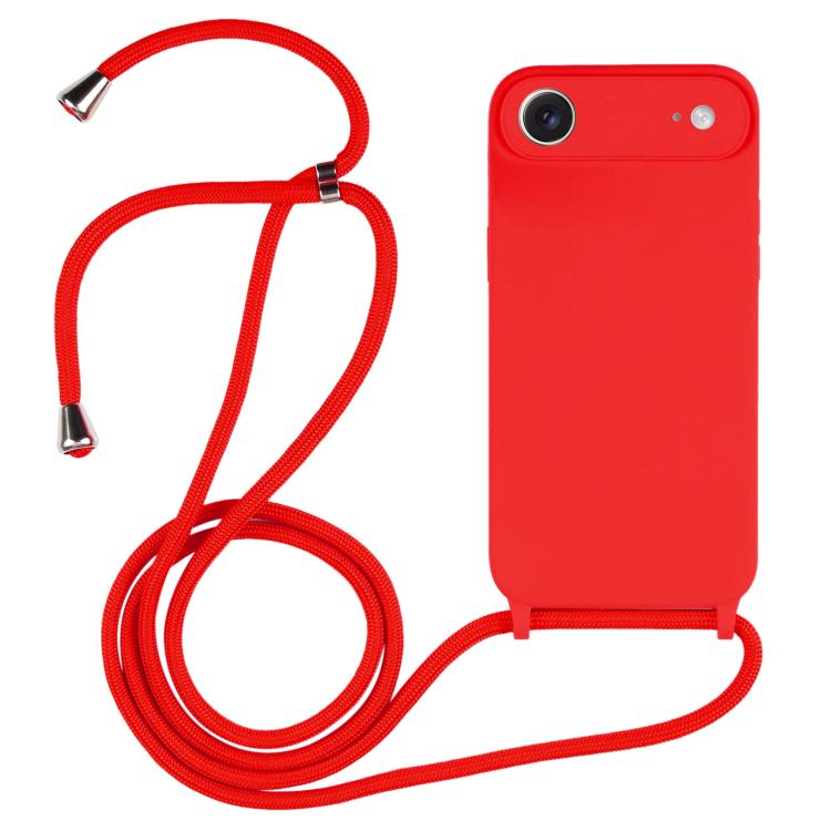 

For iPhone Air Crossbody Lanyard Liquid Silicone Case(Red)