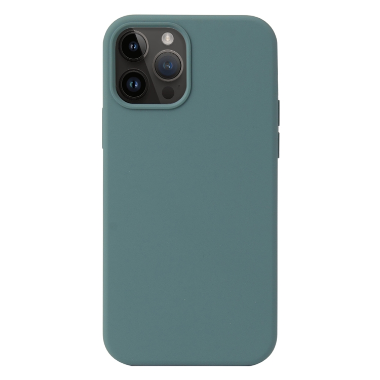 

For iPhone 15 Pro Max Liquid Silicone Phone Case(Pine Needle Green)