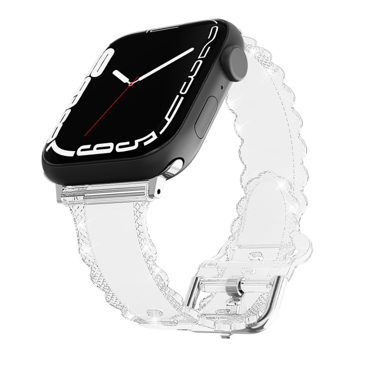 

For Apple Watch 5 40mm Diamond Texture Lace Clear TPU Watch Band(Transparent)
