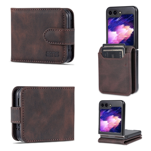 

For Samsung Galaxy Z Flip5 AZNS Dream II Skin Feel PU+TPU Horizontal Flip PU Phone Case(Coffee)