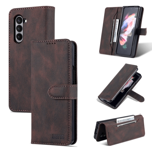 For Samsung Galaxy Z Fold5 AZNS Dream II Skin Feel PU+TPU Horizontal Flip PU Phone Case(Coffee)