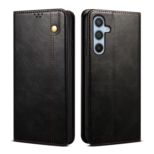 

For Samsung Galaxy F34 5G Oil Wax Crazy Horse Texture Leather Phone Case(Black)