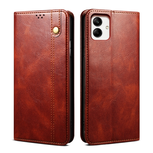 

For Samsung Galaxy A05 Oil Wax Crazy Horse Texture Leather Phone Case(Brown)