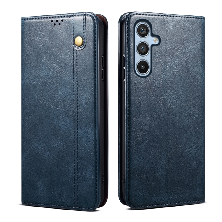 

For Samsung Galaxy A05s Oil Wax Crazy Horse Texture Leather Phone Case(Blue)