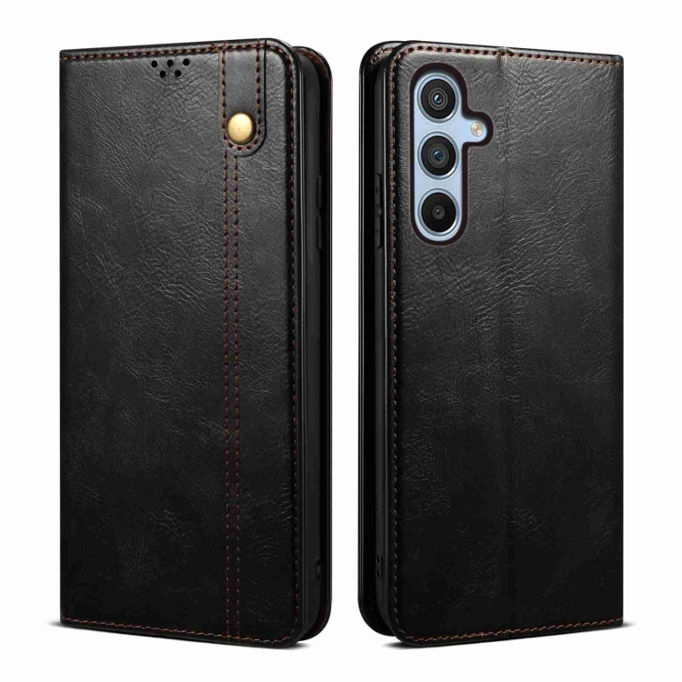 

For Samsung Galaxy A35 5G Oil Wax Crazy Horse Texture Leather Phone Case(Black)