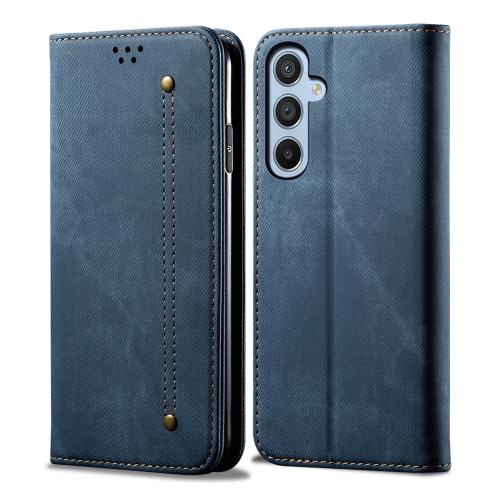

For Samsung Galaxy S23 FE 5G Denim Texture Casual Style Horizontal Flip Leather Case(Blue)
