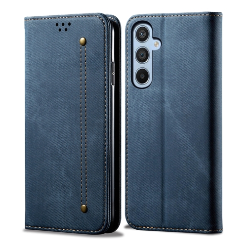 

For Samsung Galaxy M34 5G Denim Texture Casual Style Horizontal Flip Leather Case(Blue)