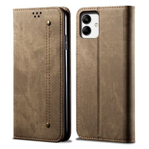 

For Samsung Galaxy A05 Denim Texture Casual Style Horizontal Flip Leather Case(Khaki)