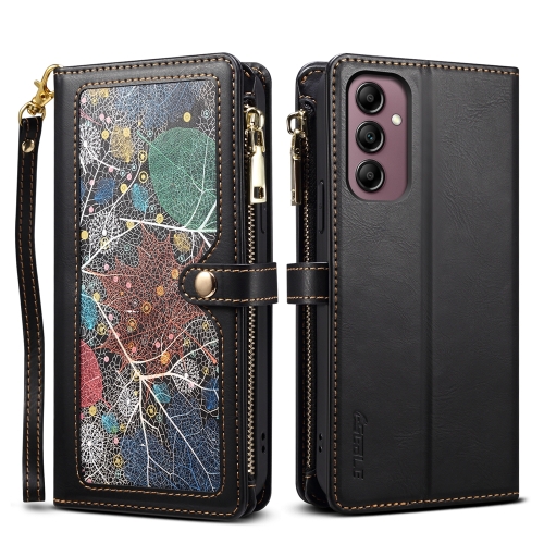 

For Samsung Galaxy S23 FE 5G ESEBLE Star Series Lanyard Zipper Wallet RFID Leather Case(Black)