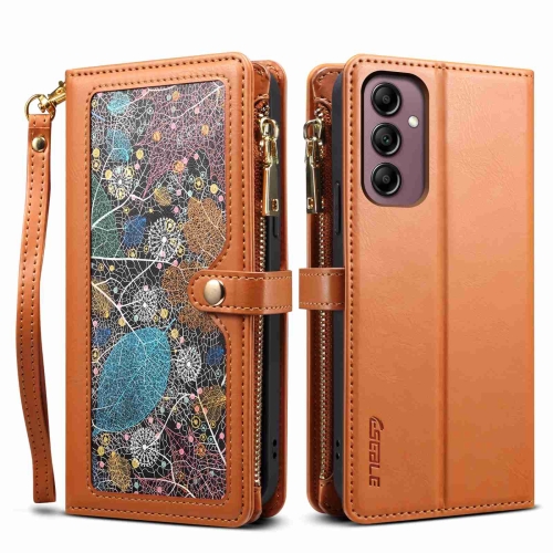 For Samsung Galaxy A35 5G ESEBLE Star Series Lanyard Zipper Wallet RFID Leather Case(Brown) for samsung galaxy a35 5g eseble star series lanyard zipper wallet rfid leather case brown