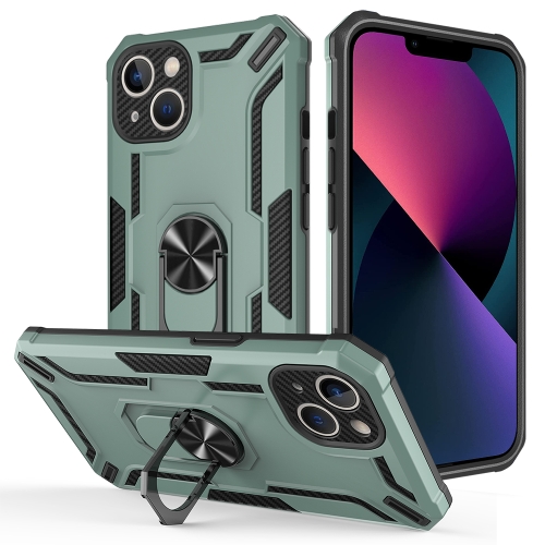 

For iPhone 15 Warship Armor 2 in 1 Shockproof Phone Case(Dark Green)