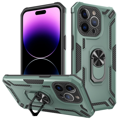 

For iPhone 15 Pro Warship Armor 2 in 1 Shockproof Phone Case(Dark Green)