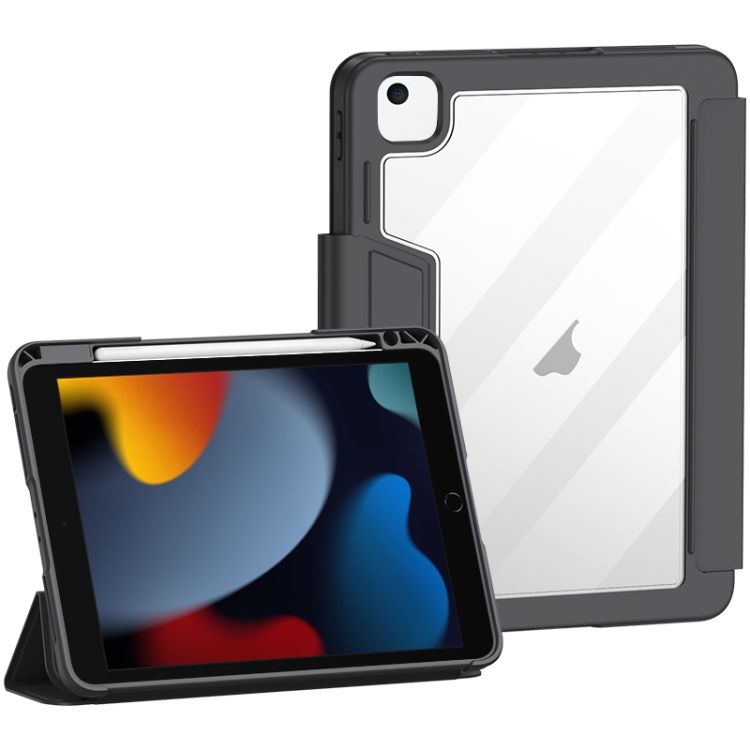 

For iPad 10.2 2021 / 2020 / 2019 Deformation Buckle Leather Smart Tablet Case(Black)