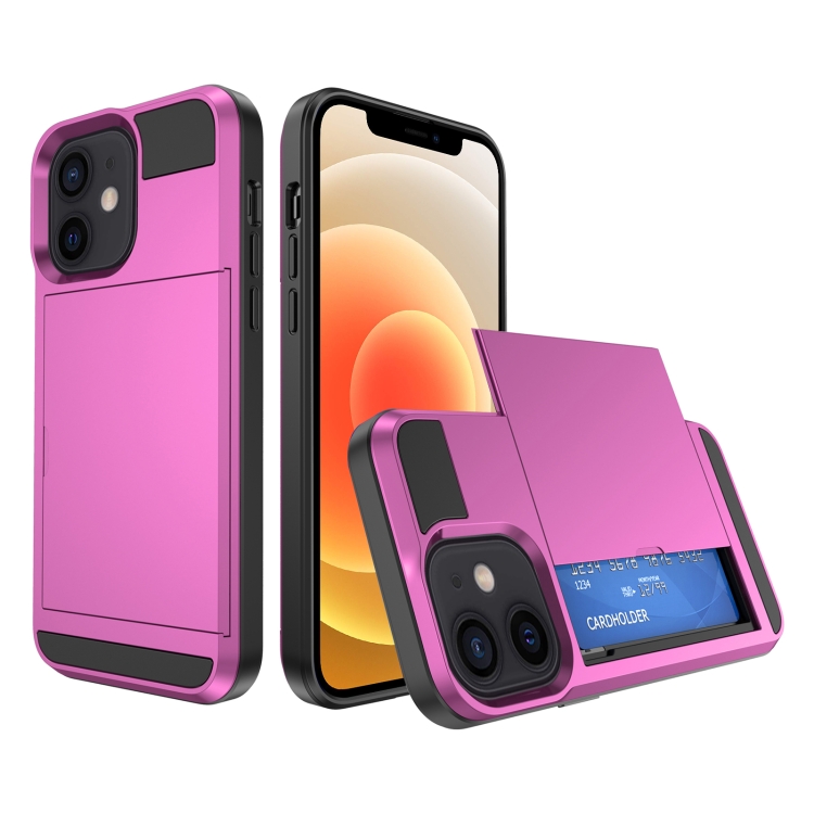 

For iPhone 12 Multifunction Armor Slide Card Slot Phone Case(Pink)