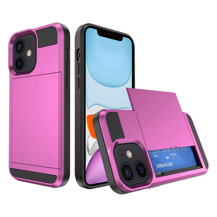 

For iPhone 11 Multifunction Armor Slide Card Slot Phone Case(Pink)