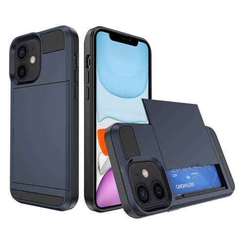 

For iPhone 11 Multifunction Armor Slide Card Slot Phone Case(Navy Blue)