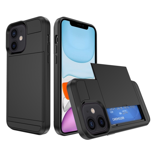 

For iPhone 11 Multifunction Armor Slide Card Slot Phone Case(Black)