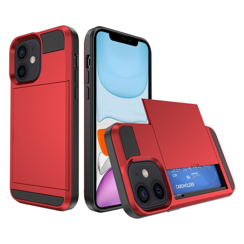 

For iPhone 11 Multifunction Armor Slide Card Slot Phone Case(Red)