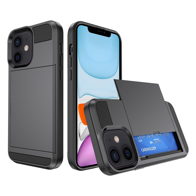 

For iPhone 11 Multifunction Armor Slide Card Slot Phone Case(Gray)