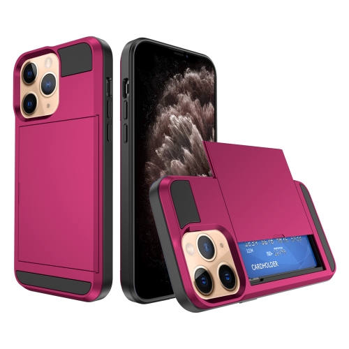 

For iPhone 11 Pro Multifunction Armor Slide Card Slot Phone Case(Rose Red)