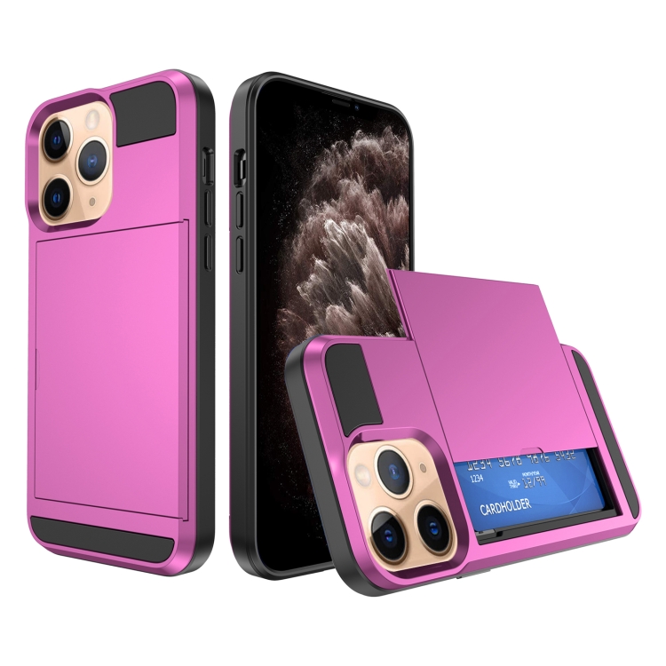 

For iPhone 11 Pro Multifunction Armor Slide Card Slot Phone Case(Pink)
