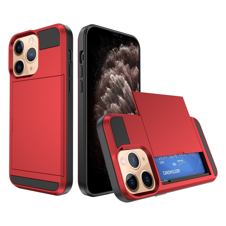 

For iPhone 11 Pro Multifunction Armor Slide Card Slot Phone Case(Red)