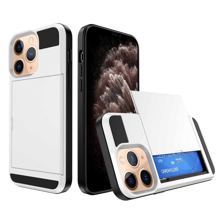 

For iPhone 11 Pro Max Multifunction Armor Slide Card Slot Phone Case(White)