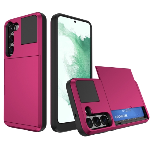 

For Samsung Galaxy S22+ 5G Multifunction Armor Slide Card Slot Phone Case(Rose Red)