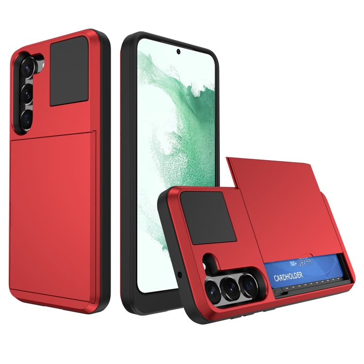 

For Samsung Galaxy S22+ 5G Multifunction Armor Slide Card Slot Phone Case(Red)