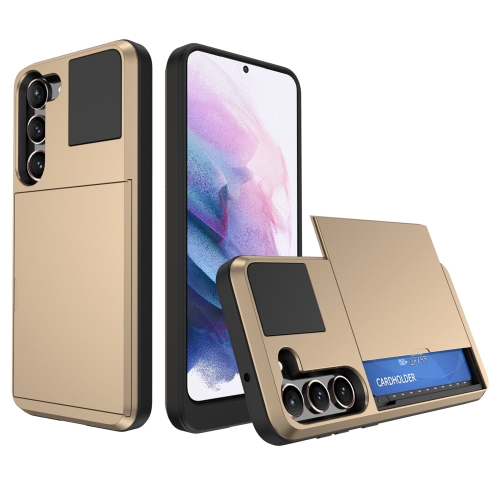 

For Samsung Galaxy S21+ 5G Multifunction Armor Slide Card Slot Phone Case(Gold)