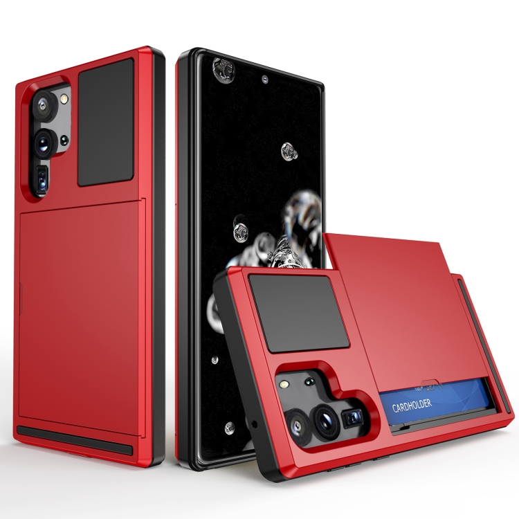 

For Samsung Galaxy S20 Ultra 5G Multifunction Armor Slide Card Slot Phone Case(Red)