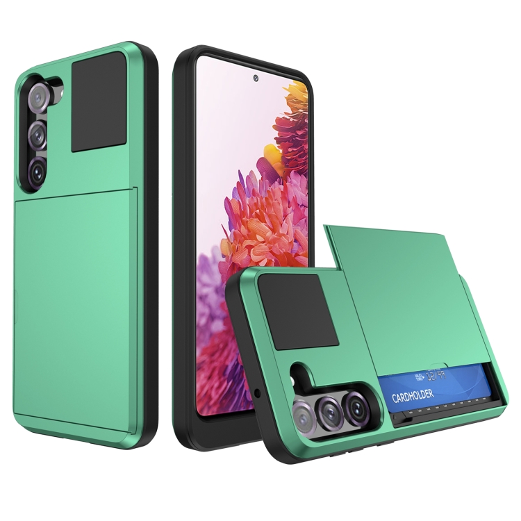 

For Samsung Galaxy S20 FE Multifunction Armor Slide Card Slot Phone Case(Mint Green)