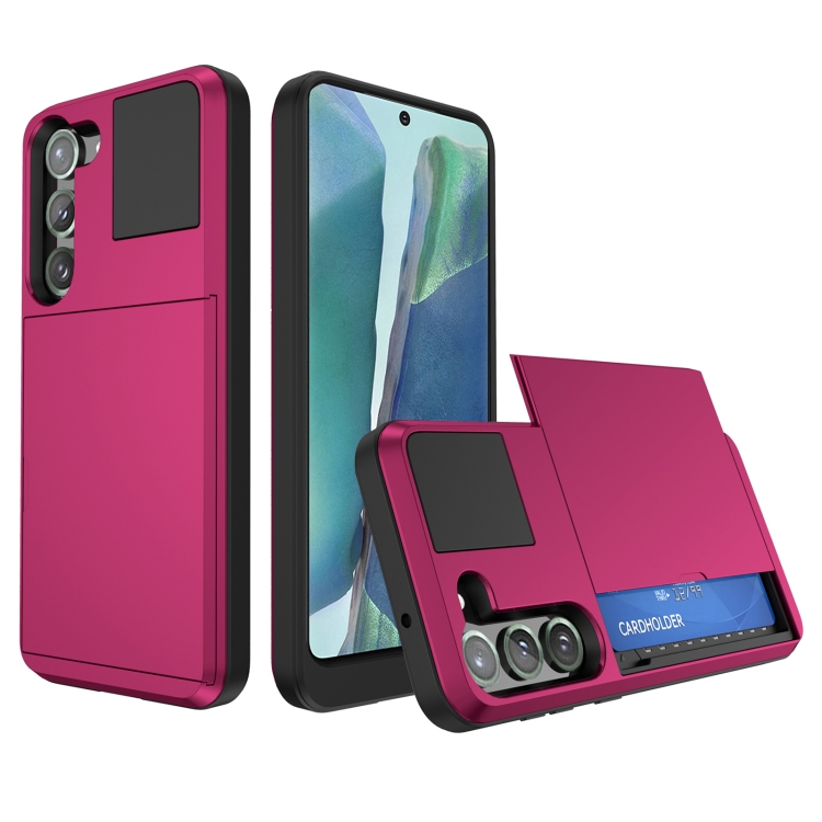 

For Samsung Galaxy Note20 Multifunction Armor Slide Card Slot Phone Case(Rose Red)