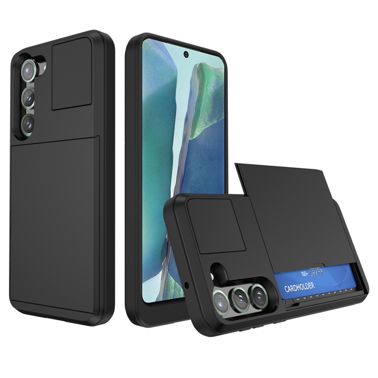 

For Samsung Galaxy Note20 Multifunction Armor Slide Card Slot Phone Case(Black)