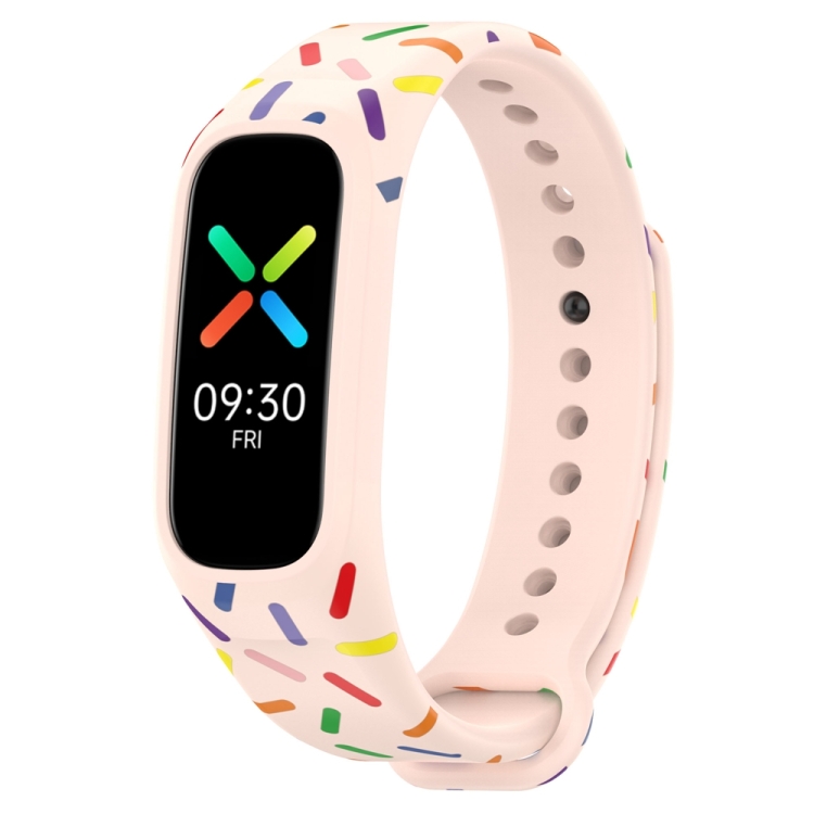 

For OPPO Band Sports Rainbow Dots Silicone Watch Band(Light Pink)