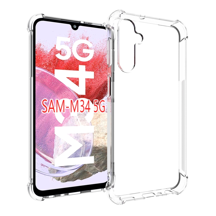 

For Samsung Galaxy M34 5G Shockproof Non-slip Thickening TPU Phone Case(Transparent)