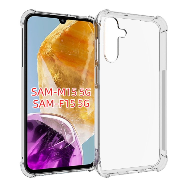 

For Samsung Galaxy M15 / F15 5G Shockproof Non-slip Thickening TPU Phone Case(Transparent)
