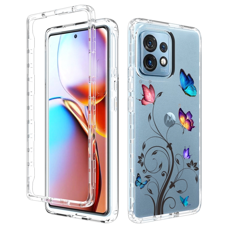 

For Motorola Edge+ 2023 Transparent Painted Phone Case(Tree Butterflies)