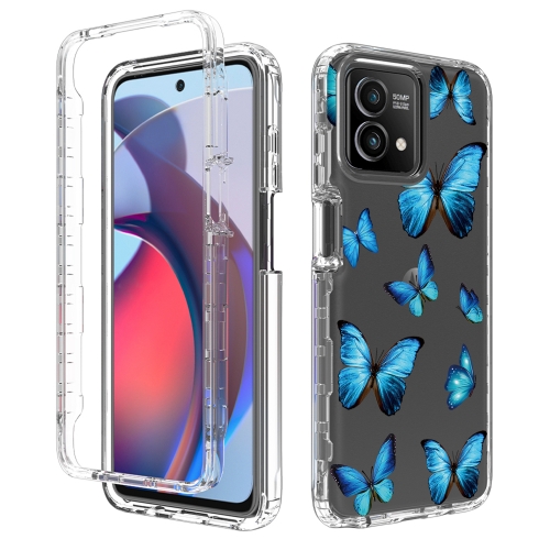 

For Motorola Moto G Stylus 2023 Transparent Painted Phone Case(Blue Butterflies)