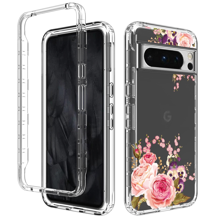 

For Google Pixel 8 Pro Transparent Painted Phone Case(Rose)