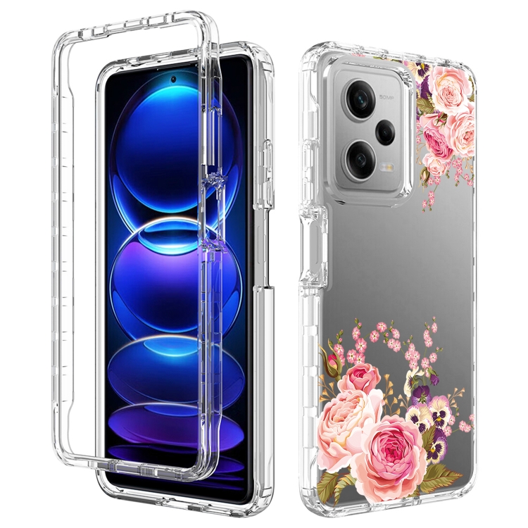 

For Xiaomi Redmi Note 12 Pro 5G Transparent Painted Phone Case(Pink Rose)