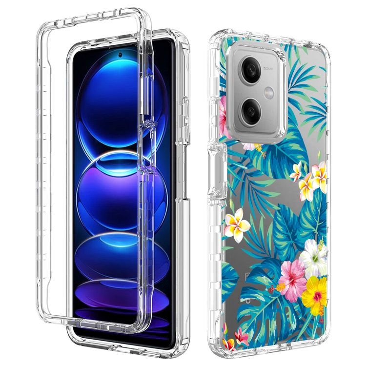 

For Xiaomi Redmi Note 12 5G Transparent Painted Phone Case(Banana Leaf)