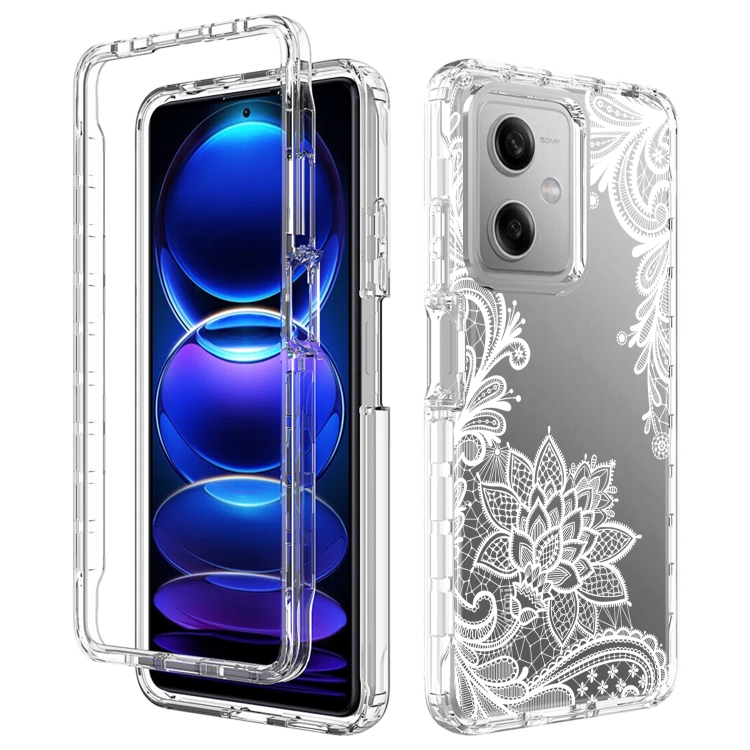 

For Xiaomi Redmi Note 12 5G Transparent Painted Phone Case(White Flower)