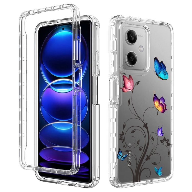 

For Xiaomi Redmi Note 12 5G Transparent Painted Phone Case(Tree Butterflies)