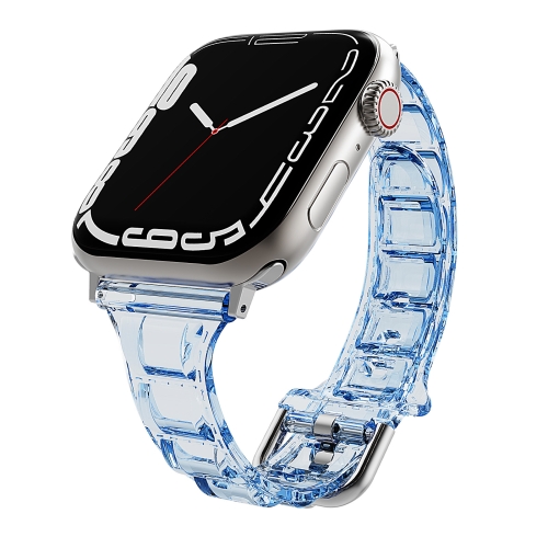 

For Apple Watch SE 2022 44mm Cube Airbag Clear TPU Watch Band(Blue)